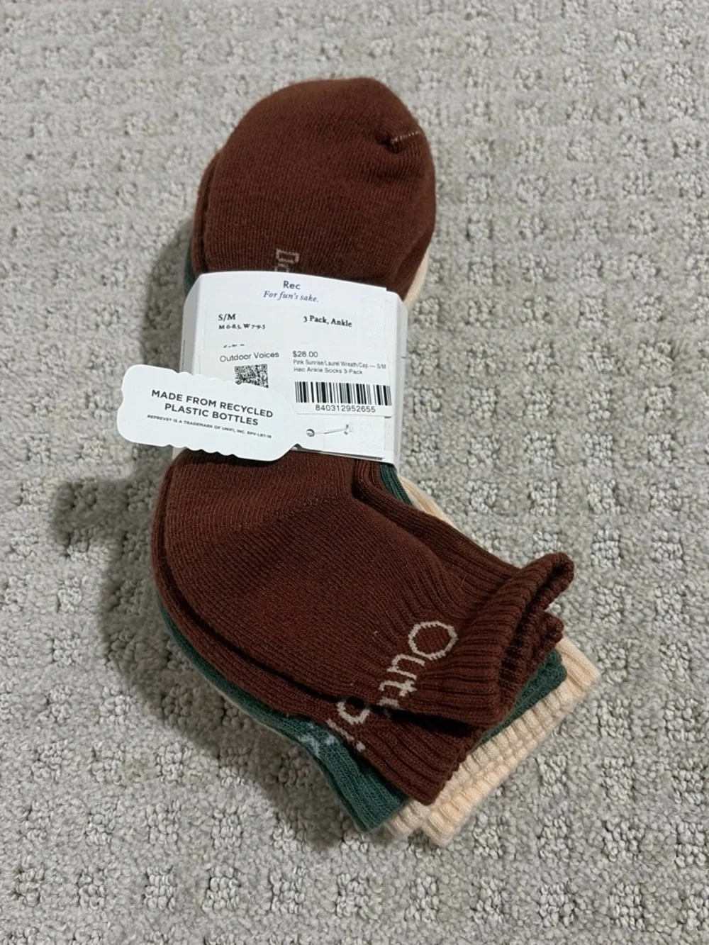 Outdoor voices 3-pack rec ankle socks